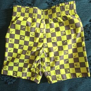 Nike Kids Yellow and Grey Checkered Shorts